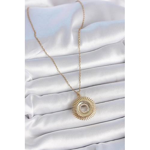 316L �elik Gold Renk Zincir Zirkon Ta�l� Nova Y�ld�z Model Kad�n Kolye