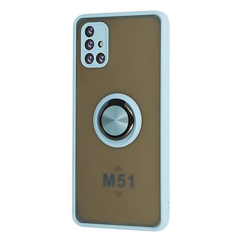 Galaxy M51 K�l�f Montreal Y�z�kl� Silikon Kapak - Buz Mavi
