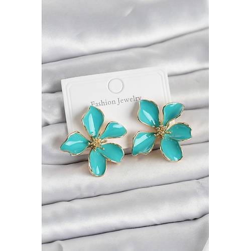 Turkuaz Mineli �i�ek Model Pirin� Kad�n K�pe