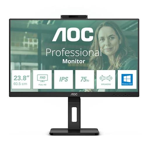 23.8 AOC 24P3CW IPS 4MS 75MHZ 1XHDMI 1XDP USB TYPE-C RJ45 FHD 1920X1080 WEBCAM HOPARL�R �ER�EVES�Z PIVOT VESA S�YAH