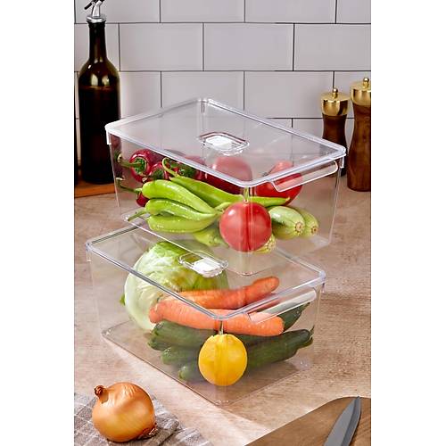 2'li Battal Boy Vakum D��meli Kapakl� Dolap ��i Organizeri & K�r�lmaz D�zenleyici Kutu (9Lt)