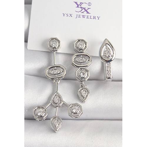 Pirin� G�m�� Renk Zirkon Ta�l� Geometrik Model 3'L� Kad�n Kombin K�pe