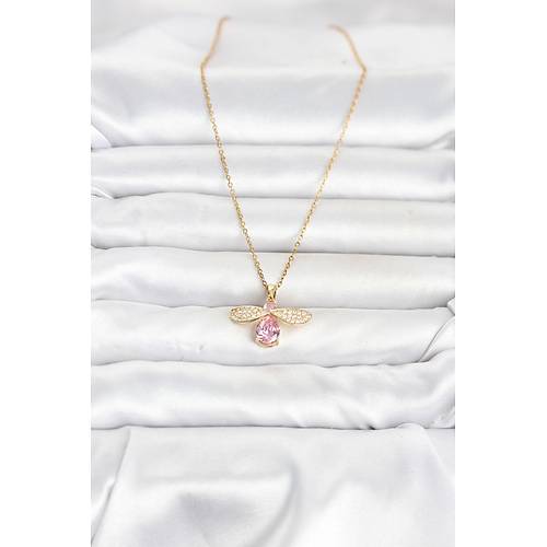 316L �elik Zincir Gold Renk Sinek Model Kad�n Kolye