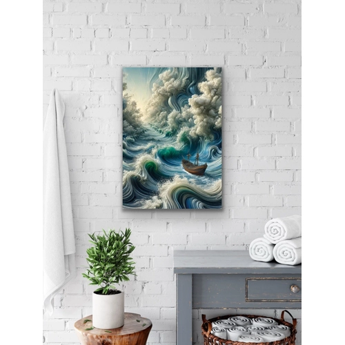 Okyanustaki Yaln�z Gemi Kanvas Tablo 70x100cm
