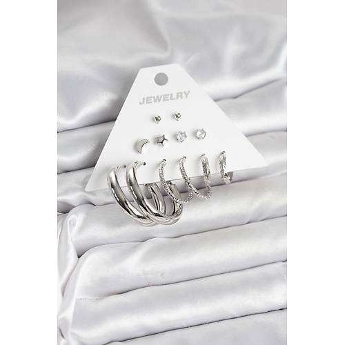 Pirin� G�m�� Renk Halka Modelli 6 �ift Kad�n K�pe