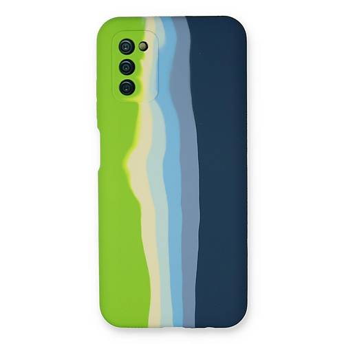 Galaxy A03S K�l�f Ebruli Lansman Silikon - Ye�il-Koyu Ye�il