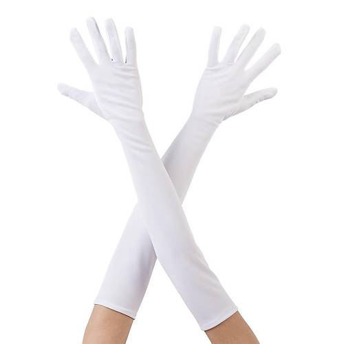 Beyaz Renk Dirse�e Kadar Uzun Kuma� Eldiven 40 cm