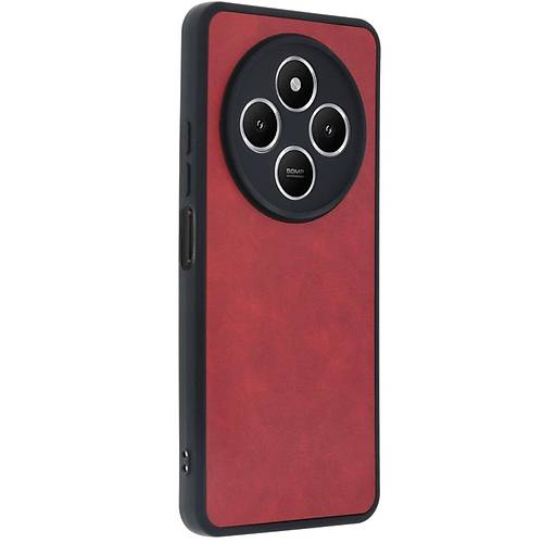 Redmi 14C K�l�f Aras Deri Kapak - K�rm�z�