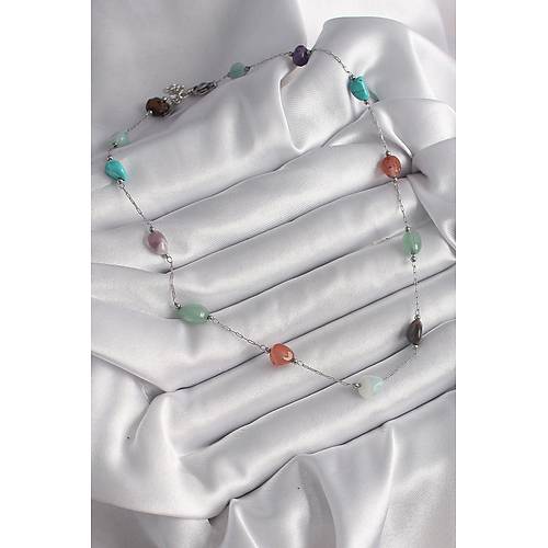 316L �elik G�m�� Renk Zincir Renkli Do�alta� Model Kad�n Kolye