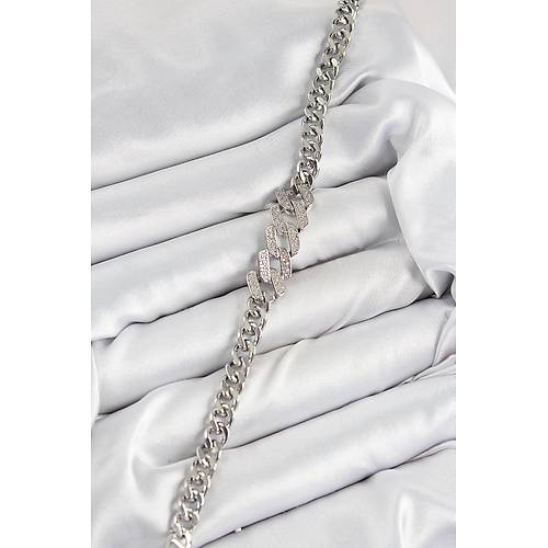 Pirin� Zirkon Ta�l� Ezme K�ba Zincir Model G�m�� Renk Kad�n Bileklik