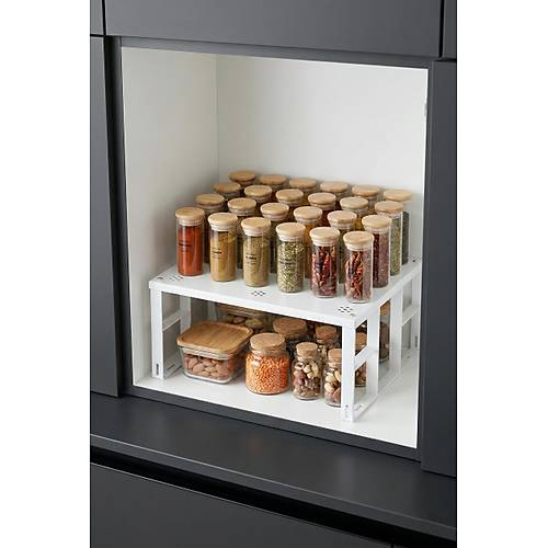 �ok Ama�l� Beyaz Metal Raf D�zenleyici & Mutfak Dolap ��i Ve Tezgah �st� Organizer (28x32x15 cm)