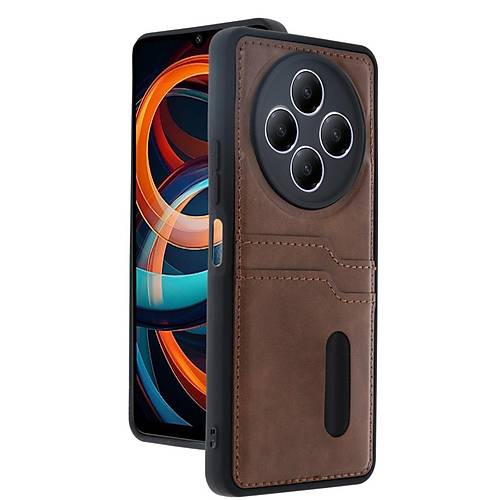 Redmi 14C K�l�f Sara Kartvizitli Deri K�l�f - Taba
