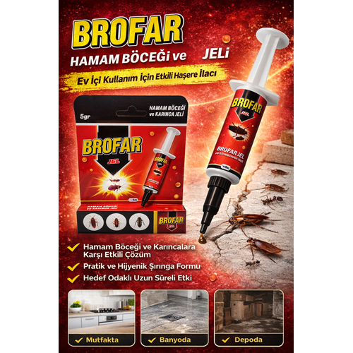 Brofar Jel Hamam B�ce�i ve Kar�nca Jeli 5 gr Etkili Ha�ere �lac� Ev ��i Kullan�m 1 Adet