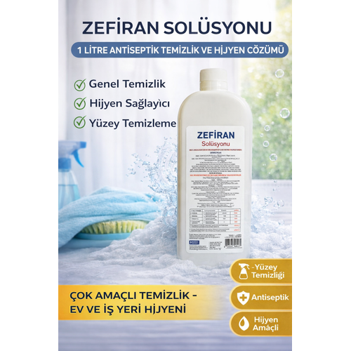 Zefiran Sol�syonu 1 Litre Antiseptik Temizlik ve Hijyen Ama�l� �ok Ama�l� Sol�syon 1 ADET