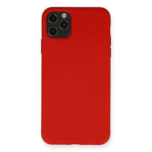 iPhone 11 Pro Max K�l�f Nano i�i Kadife Silikon - K�rm�z�