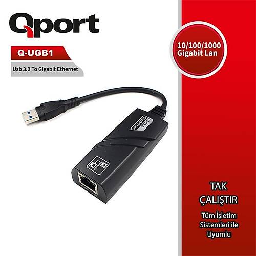 QPORT Q-UGB1 USB 3.0 TO GIGABIT ETHERNET 10/100/1000 D�N��T�R�C�