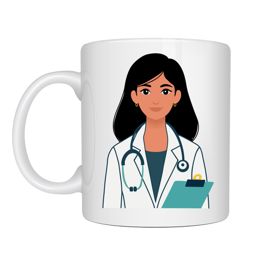 Kad�n Doktor Tasar�ml� Porselen Kupa MODEL 169 � Doktor ve Sa�l�k �al��an� Temal� Kahve Kupas� � Doktora Anlaml� Hediye