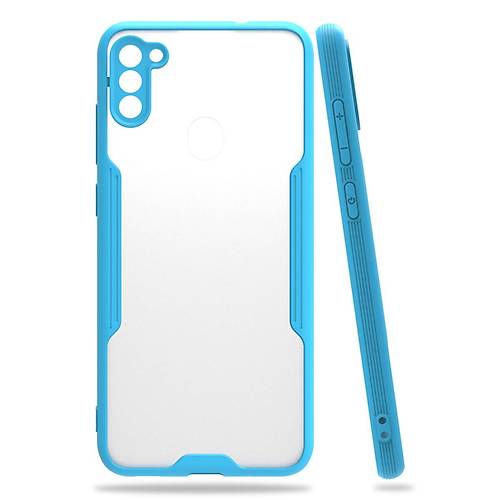 Galaxy A11 K�l�f Platin Silikon - Mavi