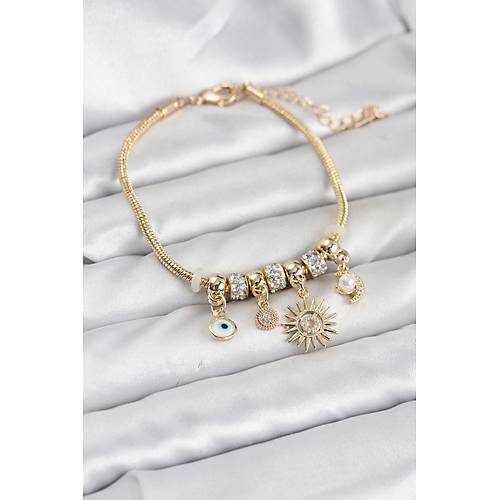 Pirin� Gold Renk G�ne� Charml� Kad�n Bileklik