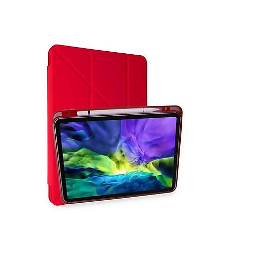 iPad Pro 11 (2024) K�l�f Kalemlikli Mars Tablet K�l�f� - K�rm�z�