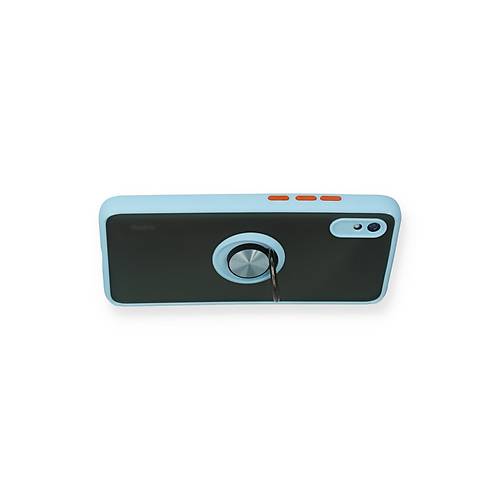 Redmi 9A K�l�f Montreal Y�z�kl� Silikon Kapak - Buz Mavi
