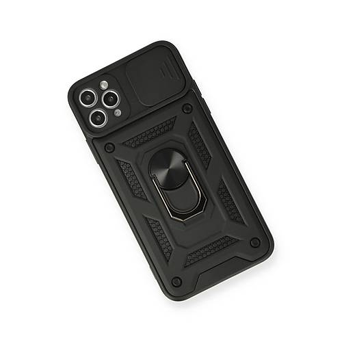 iPhone 11 Pro Max K�l�f Pars Lens Y�z�kl� Silikon - Siyah