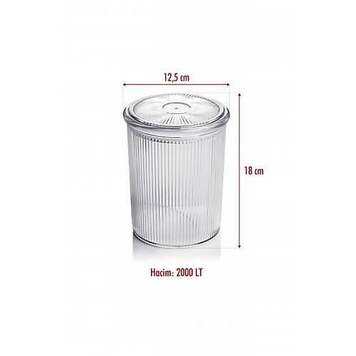 9'lu Barok Yuvarlak B�y�k Kavanoz Seti & Saklama Kab� & Erzak Kab� (9*2000 ML)