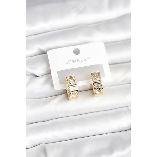 Pirin� Gold Renk Zirkon Ta�l� Halka Kad�n K�pe