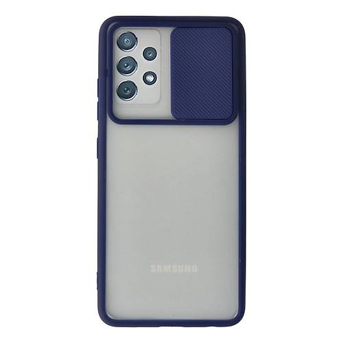 Galaxy A72 K�l�f Palm Buzlu Kamera S�rg�l� Silikon - Lacivert