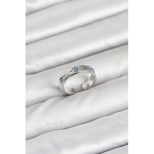 Pirin� G�m�� Renk Mavi Zirkon Ta�l� Kutup Y�ld�z� Model Kad�n Y�z�k