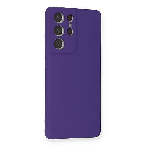 Galaxy S21 Ultra K�l�f Nano i�i Kadife Silikon - Mor