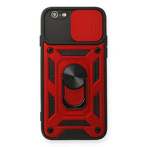 iPhone 6 K�l�f Pars Lens Y�z�kl� Silikon - K�rm�z�