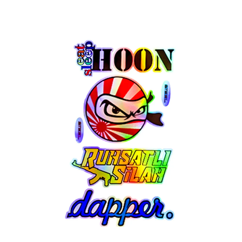 Eat Sleep Hoon Ruhsatl� Silah Dapper Yaz�l� Hologram Efektli Arka Cam Stickeri 30x20cm