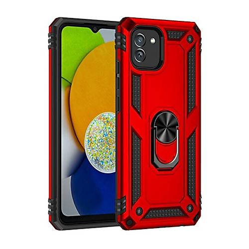 Galaxy A03 K�l�f Sofya Y�z�kl� Silikon Kapak - K�rm�z�