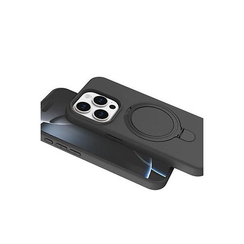 iPhone 15 Pro Max Regal Magsafe Standl� Kapak - Titan Gri