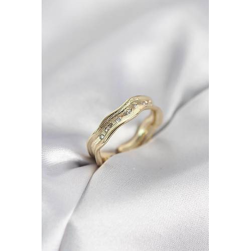 Gold Renk Su Damlas� Model Zirkon Ta�l� Kad�n Y�z�k