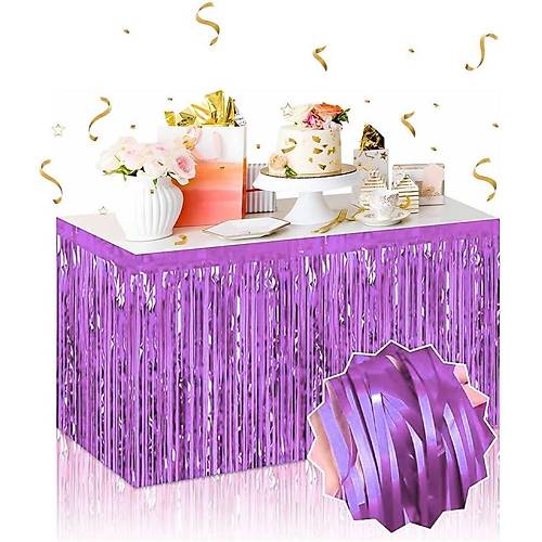 Kendinden Yap��kanl� Mor Metalize P�sk�ll� Masa Ete�i � 75 x 275 cm Parti S�slemesi