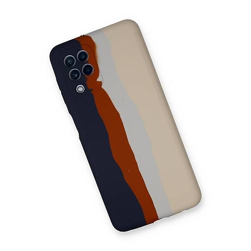 Galaxy A22 K�l�f Ebruli Lansman Silikon - Lacivert-Krem