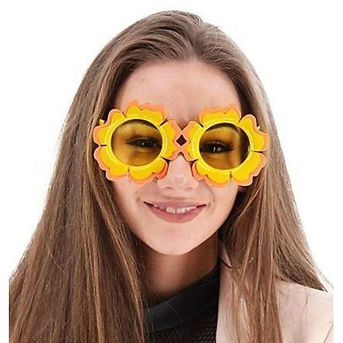 Papatya �ekilli Turuncu Sar� Renkli Hawaii Konsept Parti G�zl��� 15x7 cm