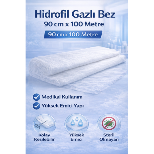 Hidrofil Gazl� Bez 90 cm x 100 Metre Medikal Emici Steril Olmayan Gazl� Bez Rulo