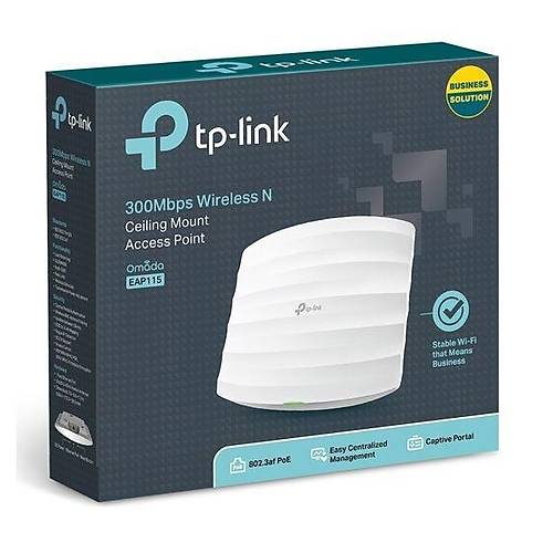 TP-LINK OMADA EAP115 1 PORT 10/100 2.4GHZ 300MBPS 2X4DBI ANTEN TAVAN T�P� ACCESS POINT