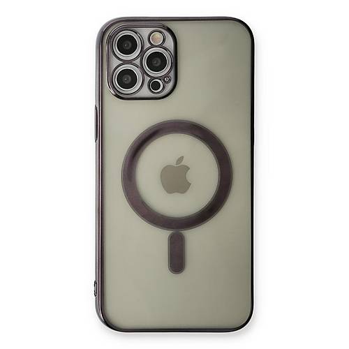 iPhone 12 Pro K�l�f Magneticsafe Lazer Silikon - Siyah