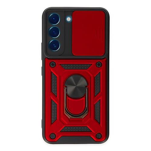 Galaxy S22 K�l�f Pars Lens Y�z�kl� Silikon - K�rm�z�
