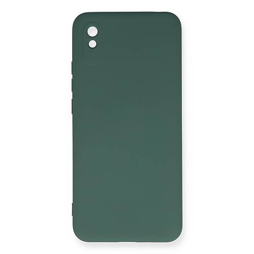 Redmi 9A K�l�f Nano i�i Kadife Silikon - Koyu Ye�il