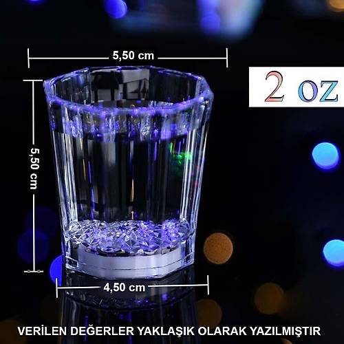 Renkli Led Parlayan Fiber Optik Glow I��kl� Bardak 5,5 x 5,5 cm 1 Adet