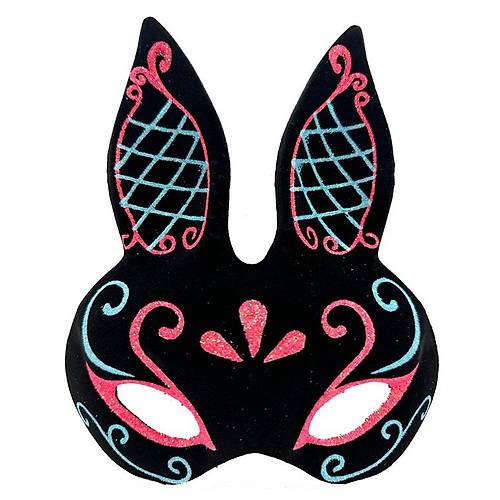 Siyah Renk Mavi K�rm�z� Simli Siyah S�et Kaplama Tav�an Maskesi 18x16 cm