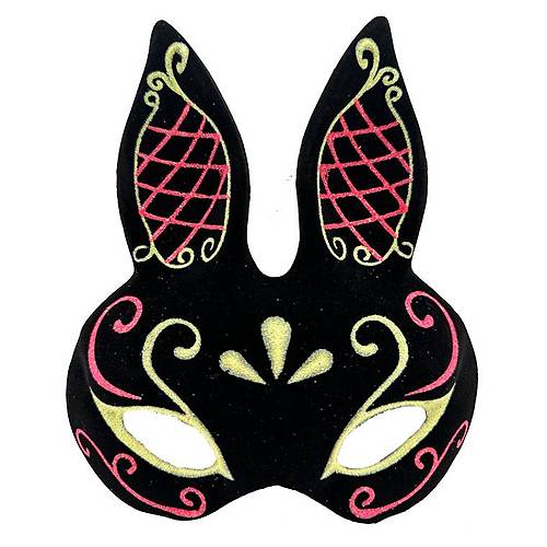 Siyah Renk K�rm�z� Gold Simli Siyah S�et Kaplama Tav�an Maskesi 18x16 cm