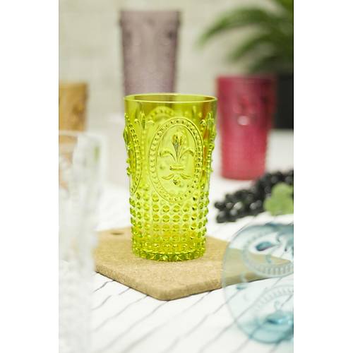 Akrilik Renkli 6'l� Uzun Bardak & Su Me�rubat Barda�� 750 ml ( B�y�k Boy & Cam De�ildir )