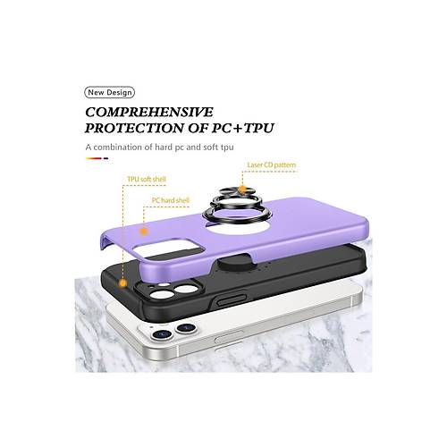 iPhone 12 K�l�f Elit Y�z�kl� Kapak - Mor