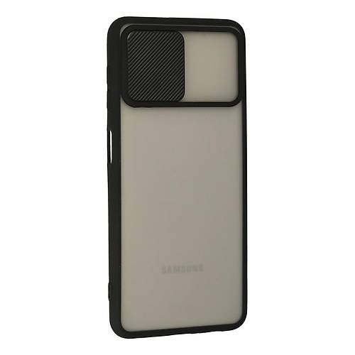 Galaxy A22 K�l�f Palm Buzlu Kamera S�rg�l� Silikon - Siyah